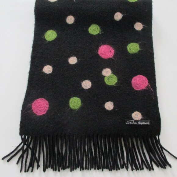 Needle Felted Wool Scarf Polka Dots Sandra Angelozzi - Picture 2 of 6